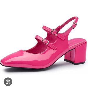 Fuchsia Patent Leather Block Heels
